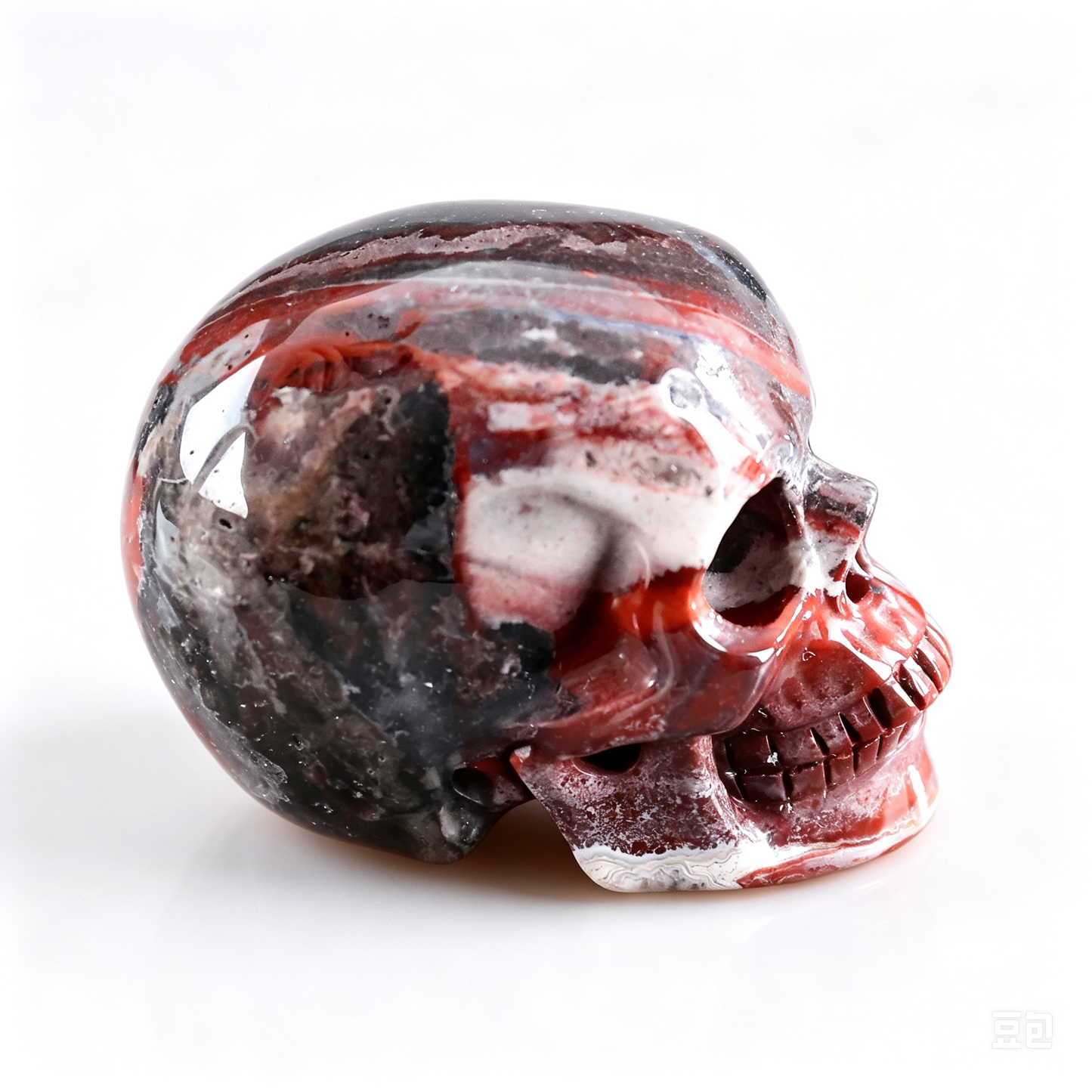 2.2"Natural Red Lace Agate Crystal Skull Spiritual Emotional Balance Ornament
