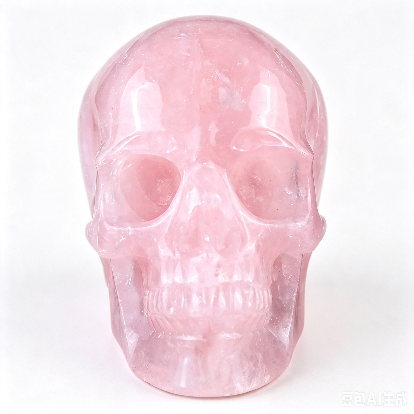 4.5" Natural Rose Quartz Crystal Skull Love Healing Ornament