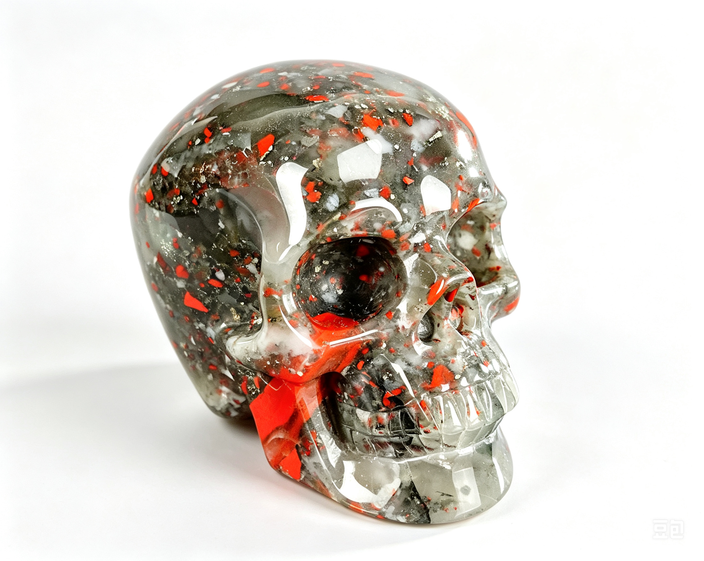 3.0"Natural African Bloodstone Crystal Skull Spiritual Calming Ornament