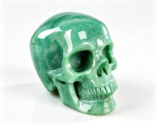2.2"Natural Green Aventurine Crystal Skull Spiritual Prosperity Ornament