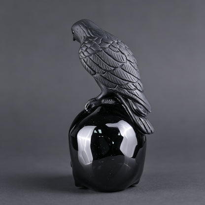 6"Black Obsidian Crystal Skull and Eagle