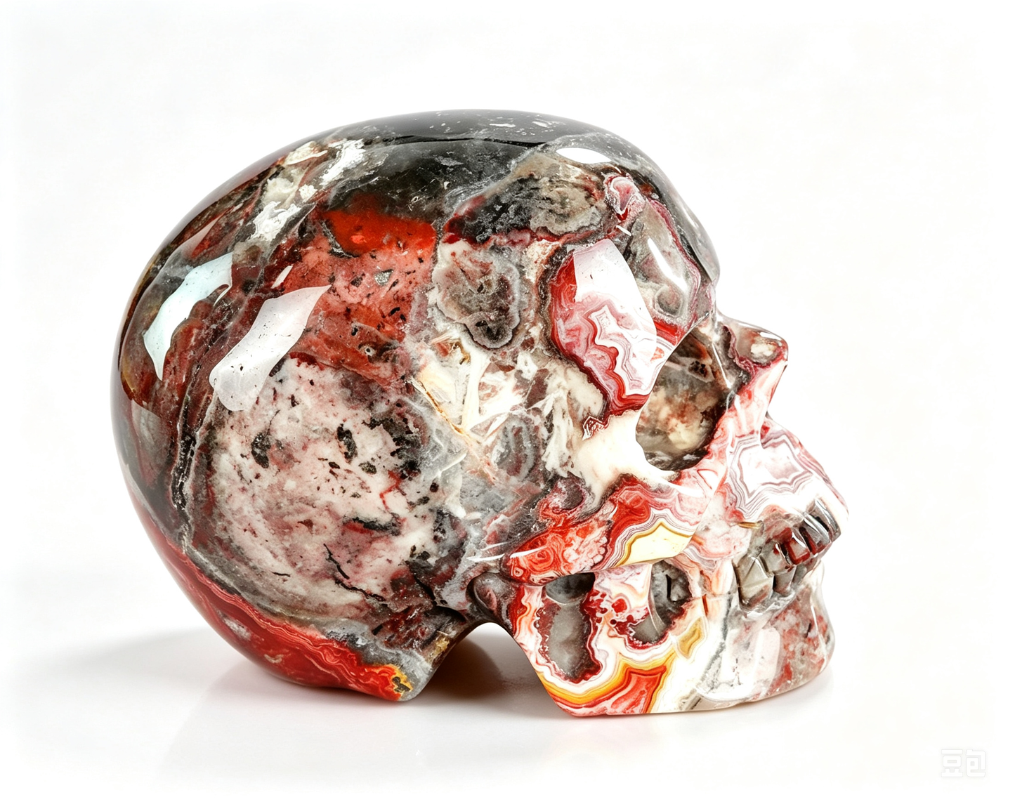 3.0"Natural Red Lace Agate Crystal Skull Spiritual Emotional Balance Ornament