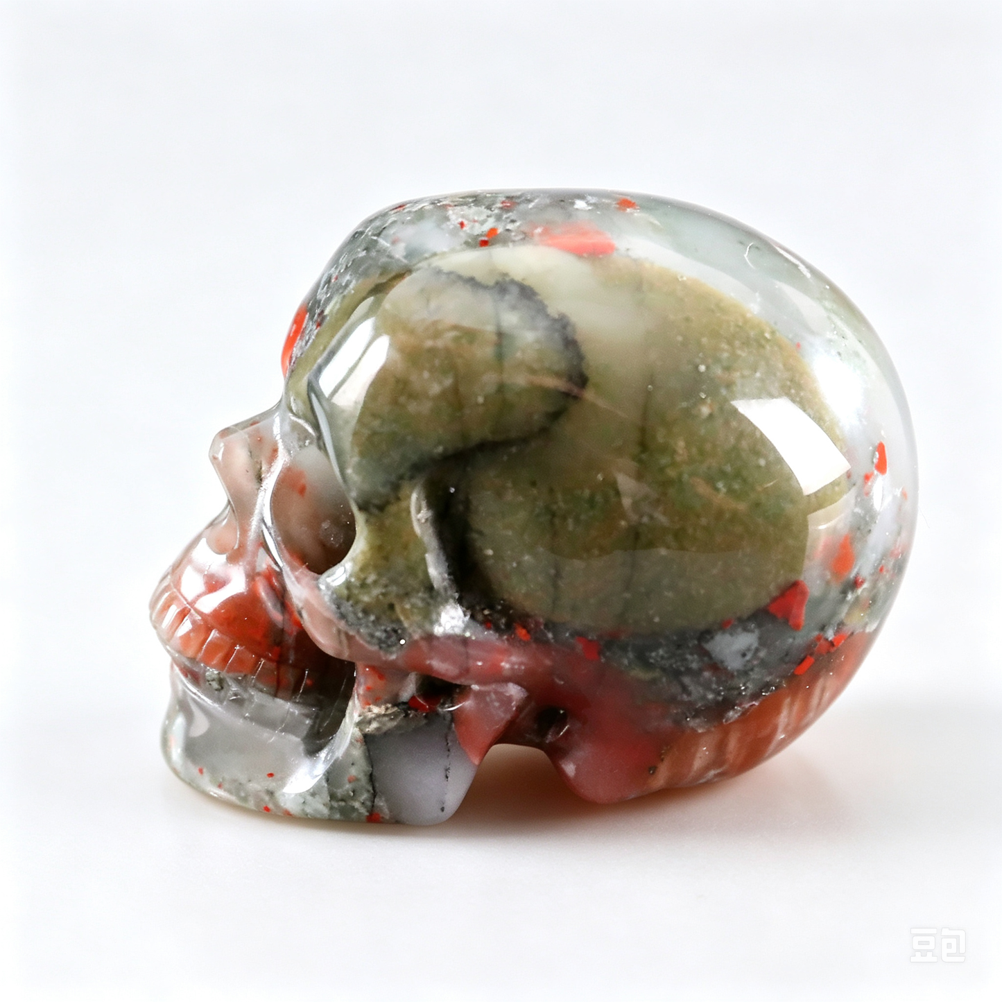 2.2"Natural African Bloodstone Crystal Skull Spiritual Calming Ornament