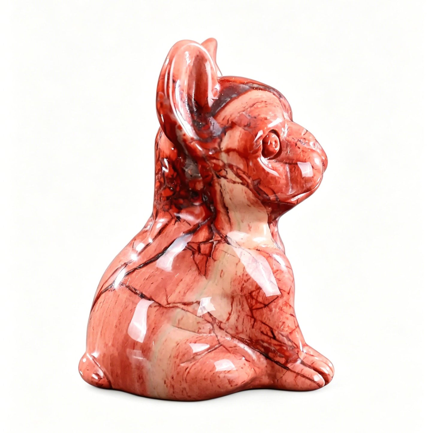 2"Natural Red Carnelian Hand Carved Bulldog Figurine, Vitality Healing Crystal Animal Decor