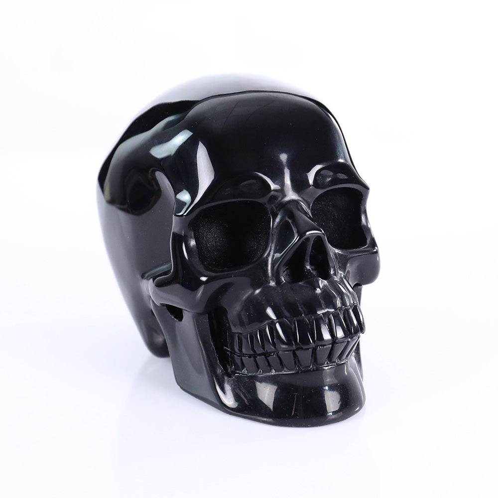 3.0" Natural Black Obsidian Crystal Skull Energy Cleansing Ornament