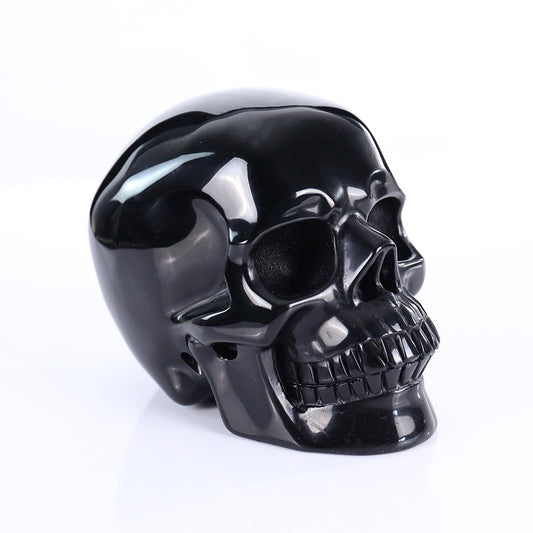 3.0" Natural Black Obsidian Crystal Skull Energy Cleansing Ornament