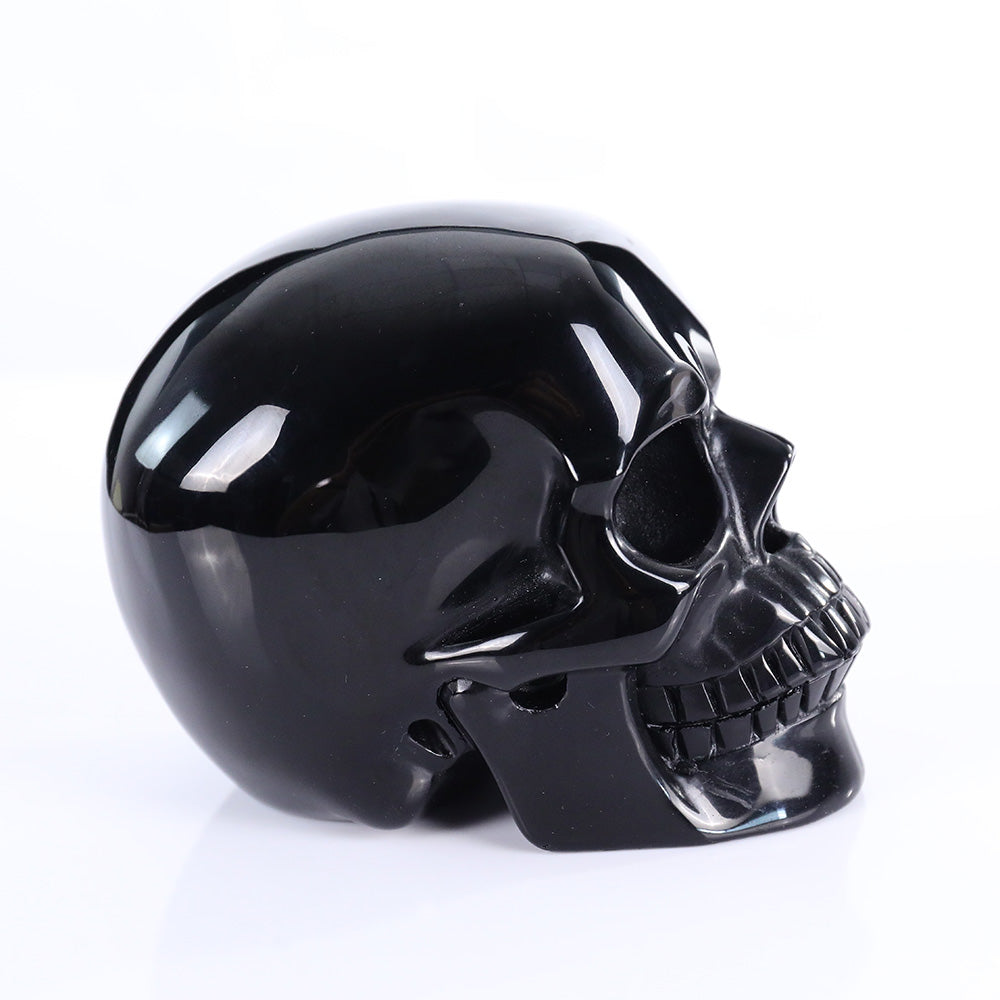 3.0" Natural Black Obsidian Crystal Skull Energy Cleansing Ornament