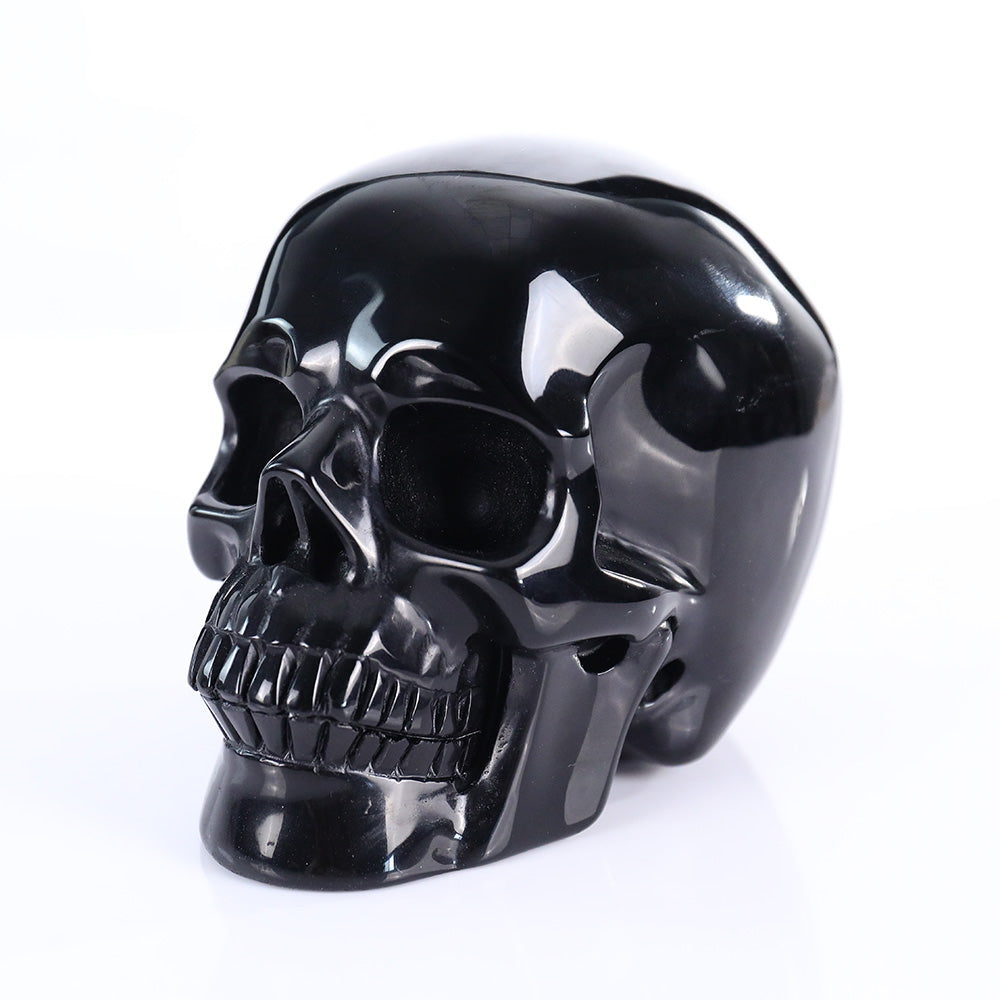 3.0" Natural Black Obsidian Crystal Skull Energy Cleansing Ornament