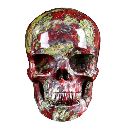 3.0" Natural Dragon Blood Jasper Crystal Skull Grounding Protection Ornament