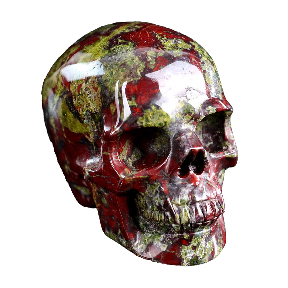 3.0" Natural Dragon Blood Jasper Crystal Skull Grounding Protection Ornament