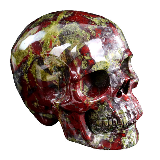 3.0" Natural Dragon Blood Jasper Crystal Skull Grounding Protection Ornament