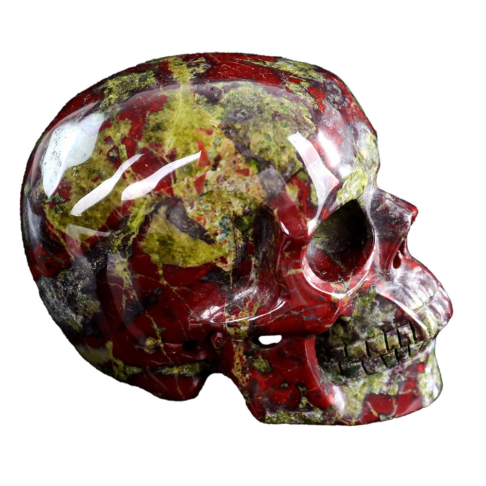 3.0" Natural Dragon Blood Jasper Crystal Skull Grounding Protection Ornament