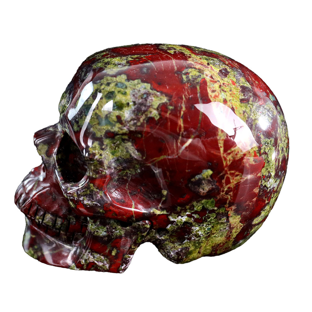 3.0" Natural Dragon Blood Jasper Crystal Skull Grounding Protection Ornament