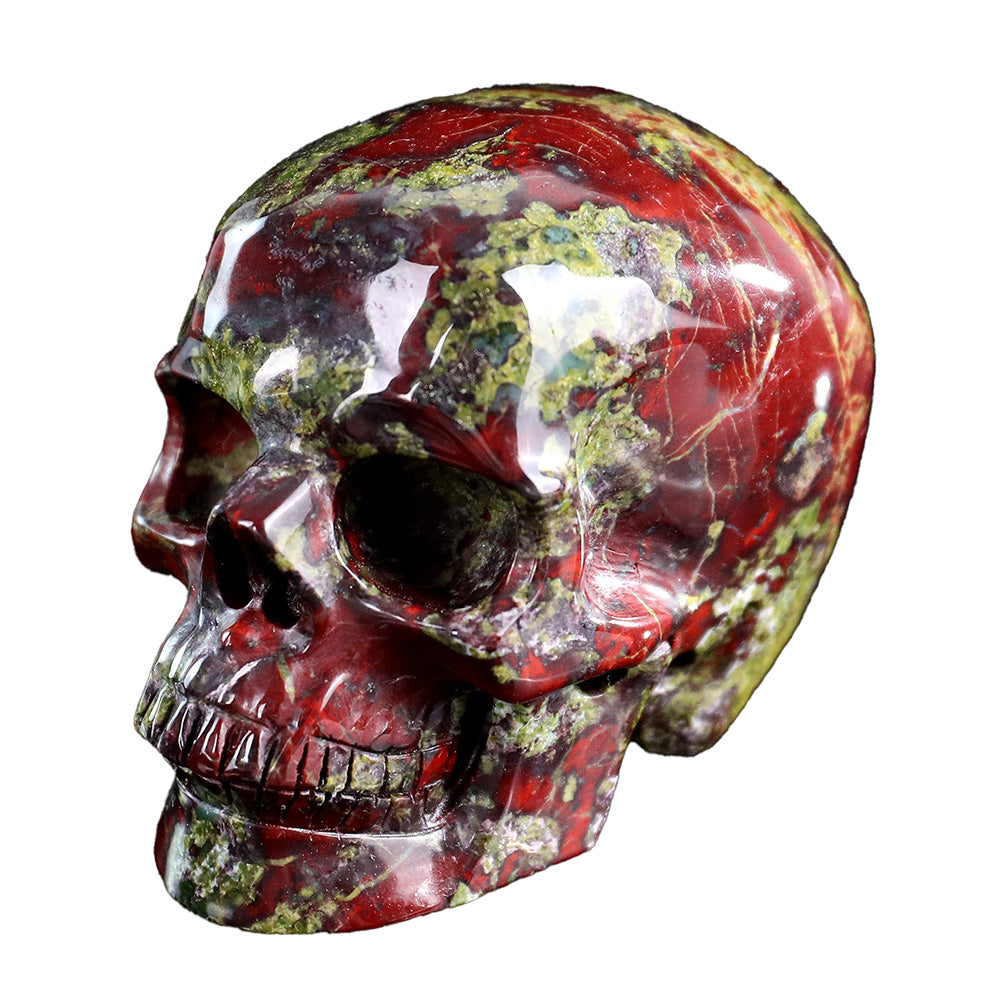 3.0" Natural Dragon Blood Jasper Crystal Skull Grounding Protection Ornament