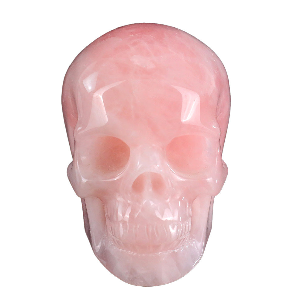 3.0" Natural Rose Quartz Crystal Skull Love Healing Ornament