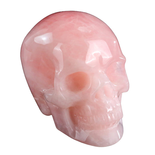 3.0" Natural Rose Quartz Crystal Skull Love Healing Ornament
