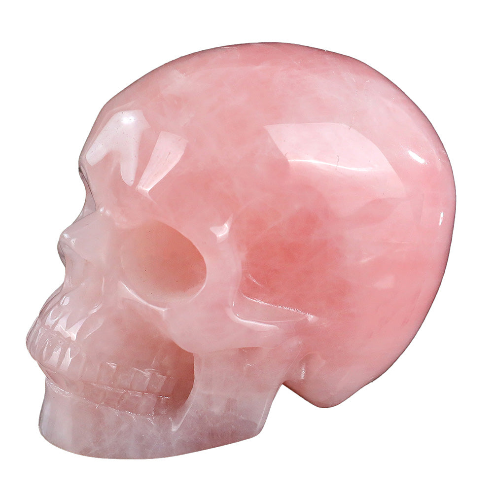 3.0" Natural Rose Quartz Crystal Skull Love Healing Ornament