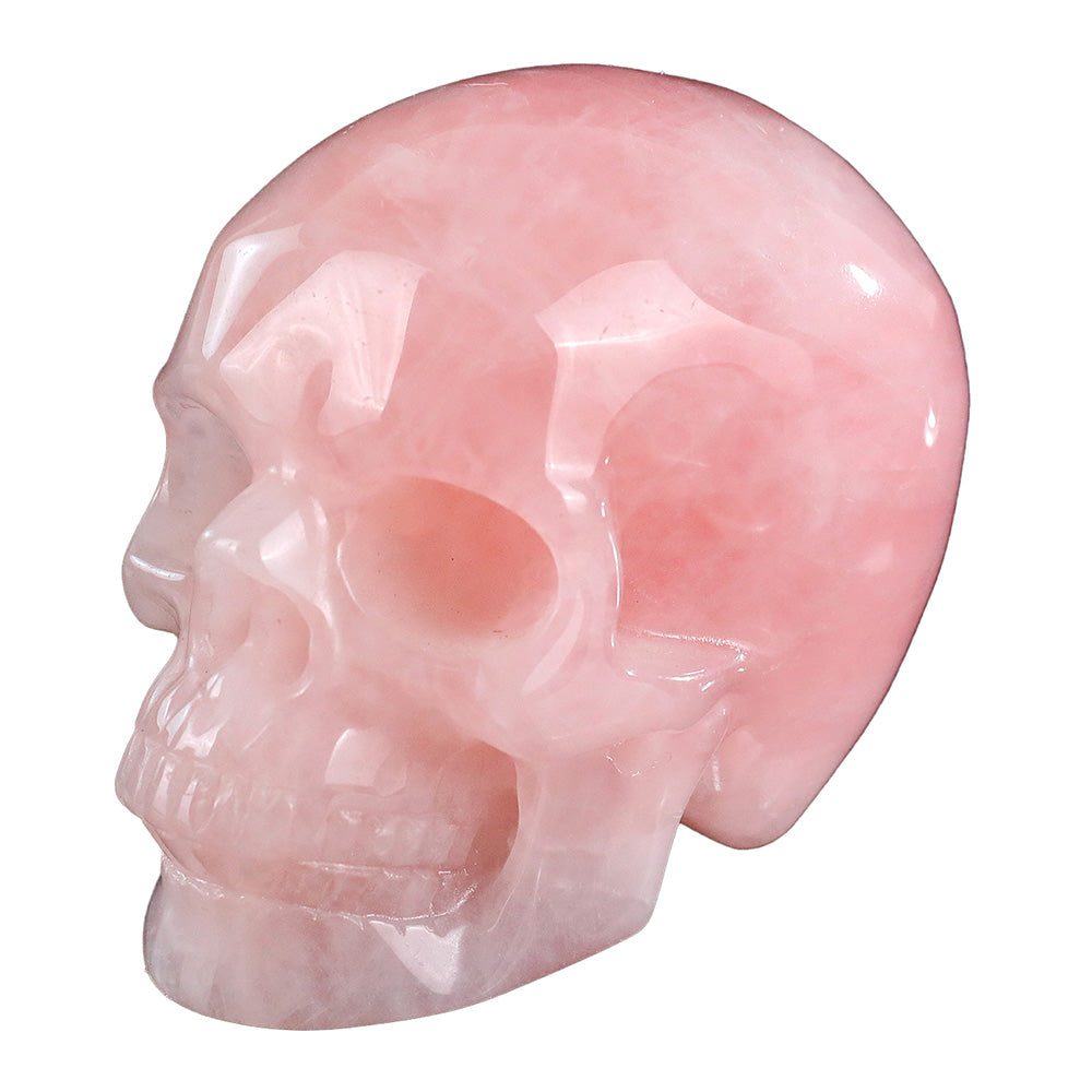 3.0" Natural Rose Quartz Crystal Skull Love Healing Ornament