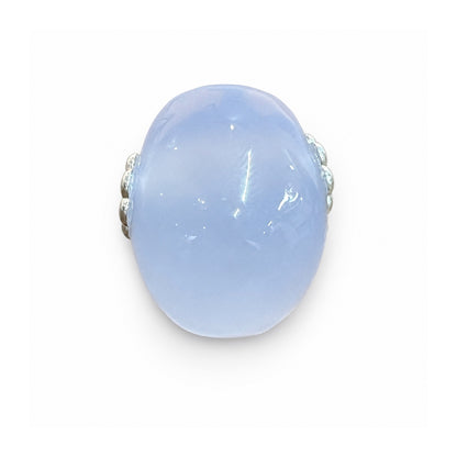 1.0" Blue Chalcedony Crystal Skull Necklace - Top View
