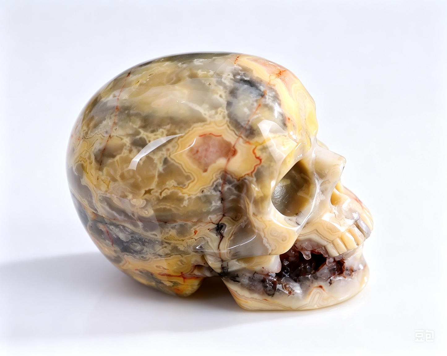3.0"Natural Crazy Agate Crystal Skull Spiritual Joyful Ornament