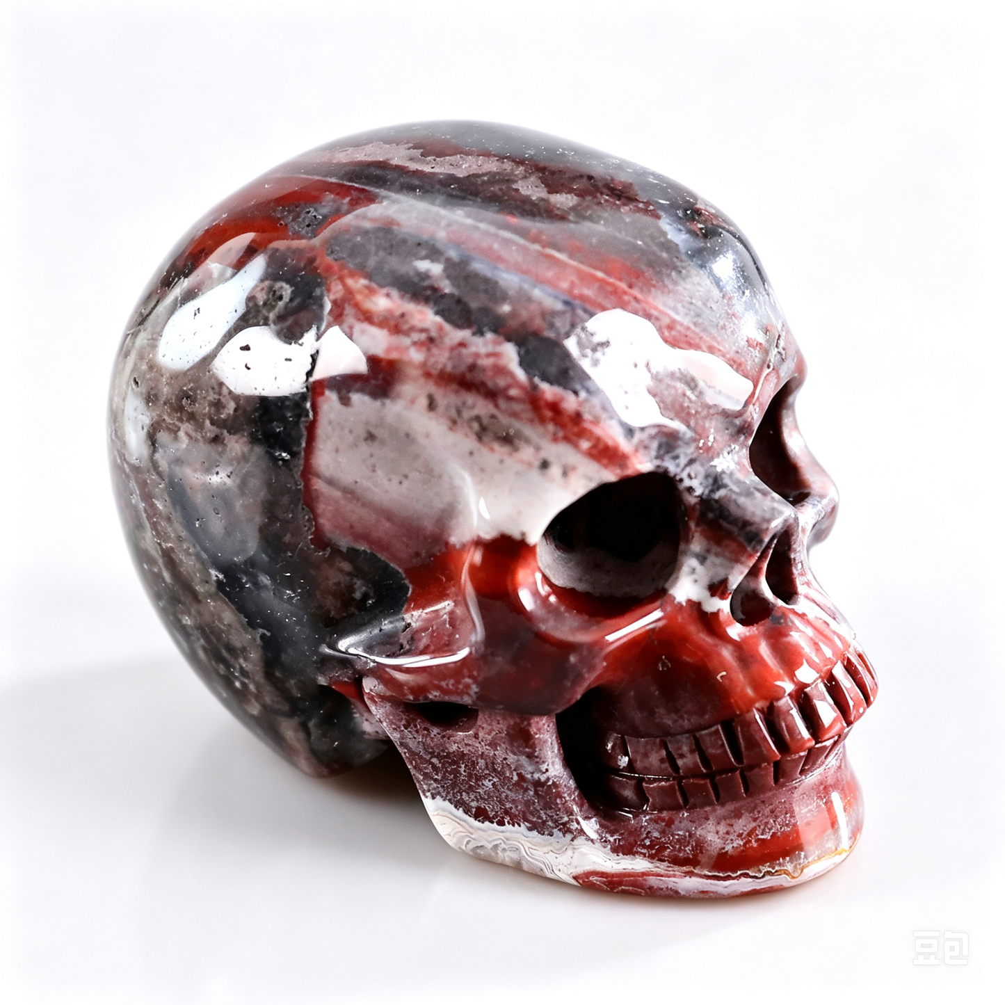 2.2"Natural Red Lace Agate Crystal Skull Spiritual Emotional Balance Ornament