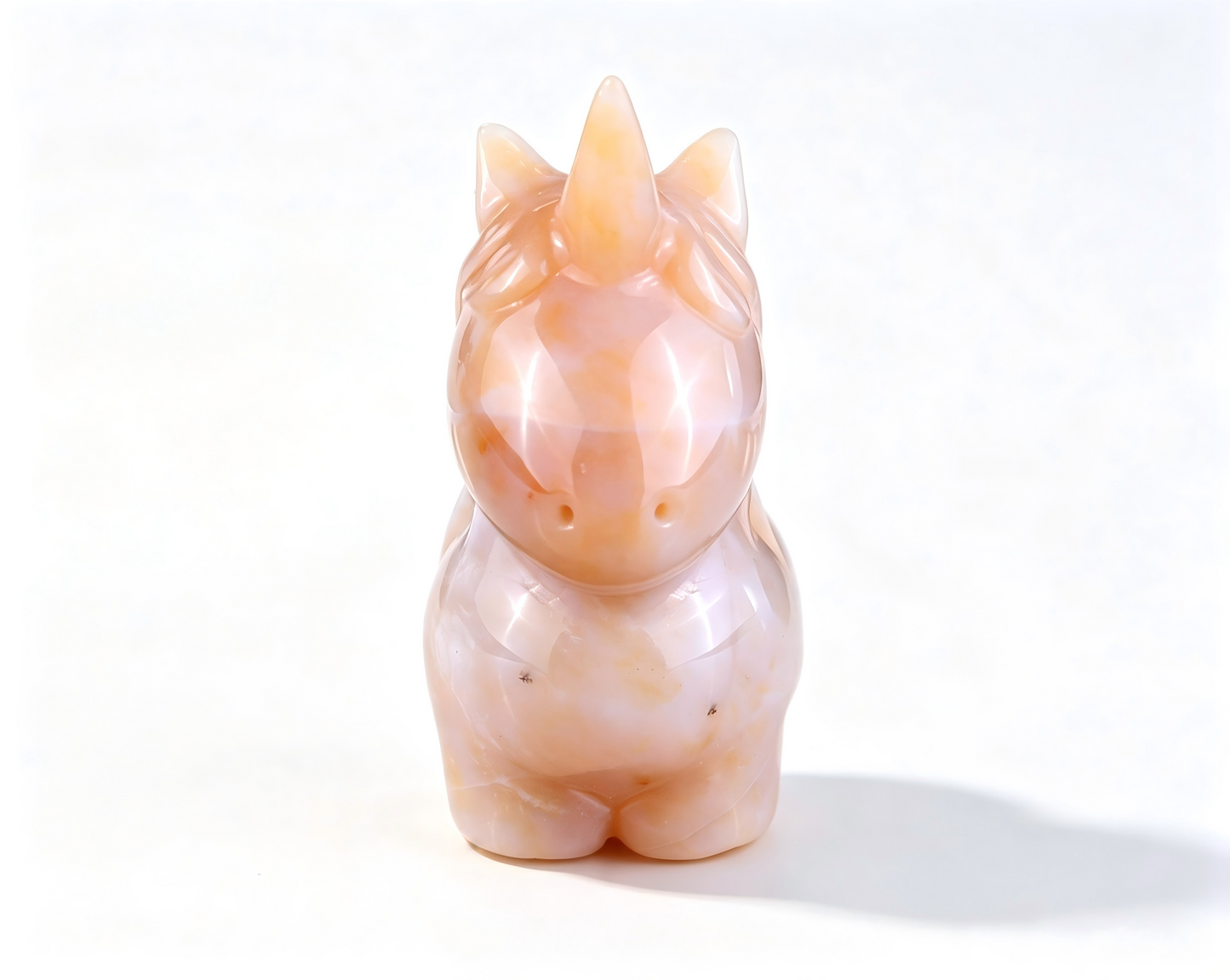 2.75"Natural Yellow Chalcedony Hand Carved Cute Unicorn Crystal Figurine Solar Energy Spiritual Home Decor