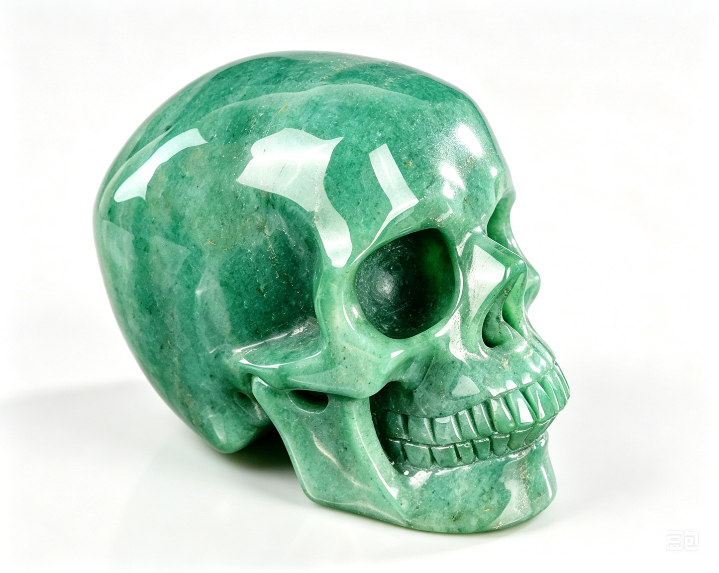 2.2"Natural Green Aventurine Crystal Skull Spiritual Prosperity Ornament
