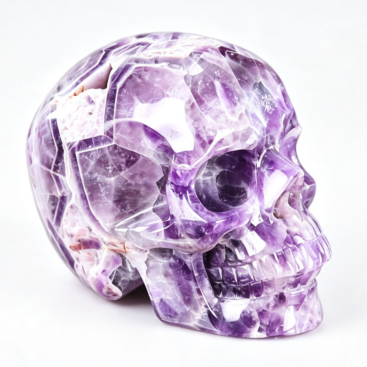 7.0"Hand Carved Natural Amethyst Crystal Skull Spiritual Calming Ornament