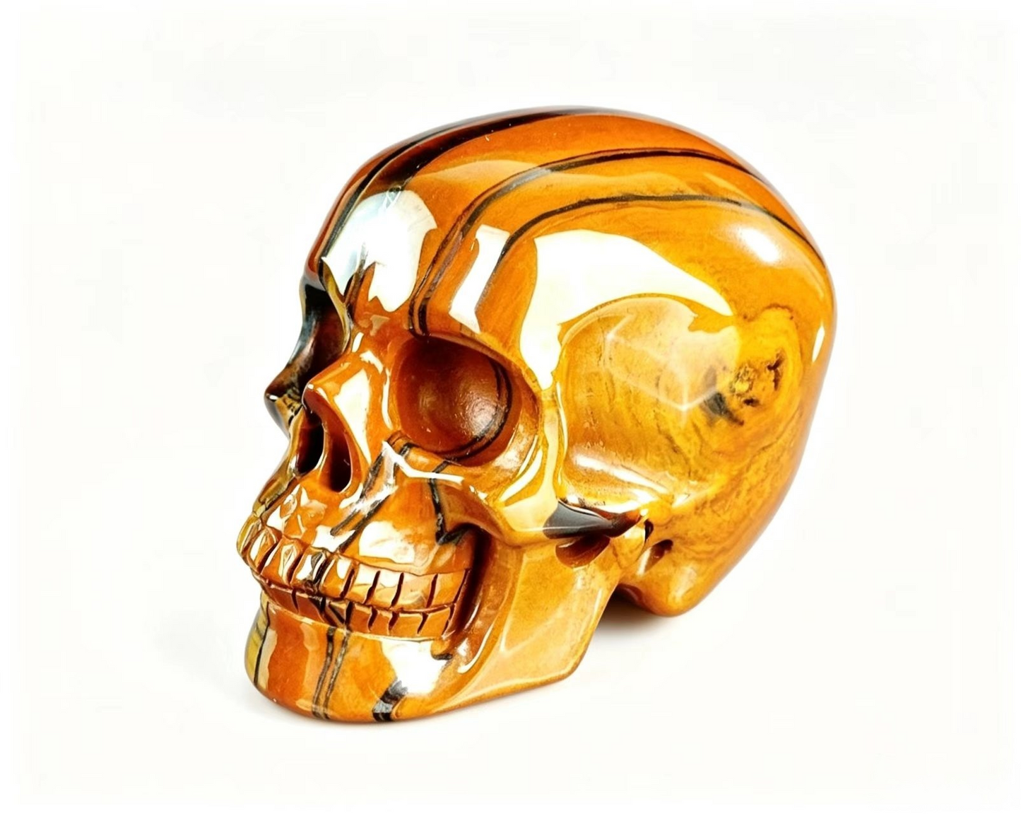 2.2" Natural Tiger's Eye Crystal Skull Courage Protection Ornament