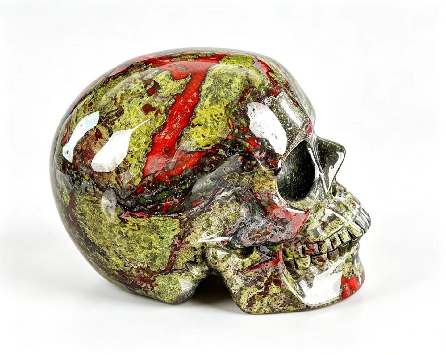 2.2" Natural Dragon Blood Jasper Crystal Skull Grounding Protection Ornament