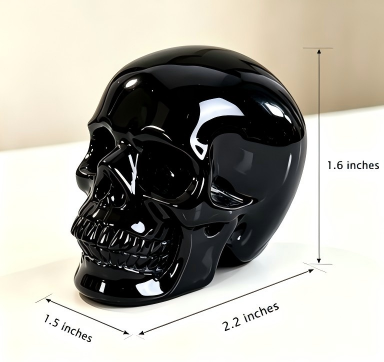 2.2" Natural Black Obsidian Crystal Skull Energy Cleansing Ornament