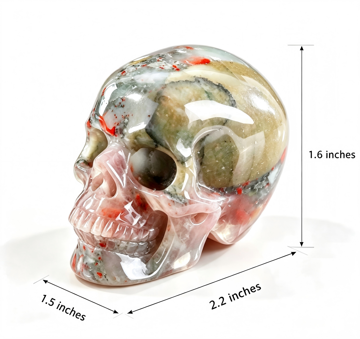 2.2"Natural African Bloodstone Crystal Skull Spiritual Calming Ornament