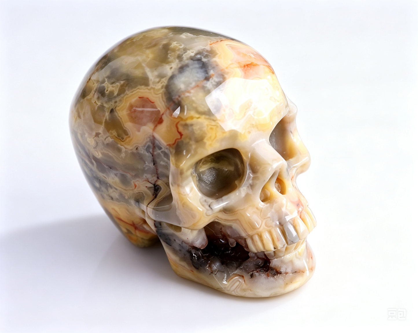 3.0"Natural Crazy Agate Crystal Skull Spiritual Joyful Ornament