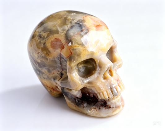 3.0"Natural Crazy Agate Crystal Skull Spiritual Joyful Ornament