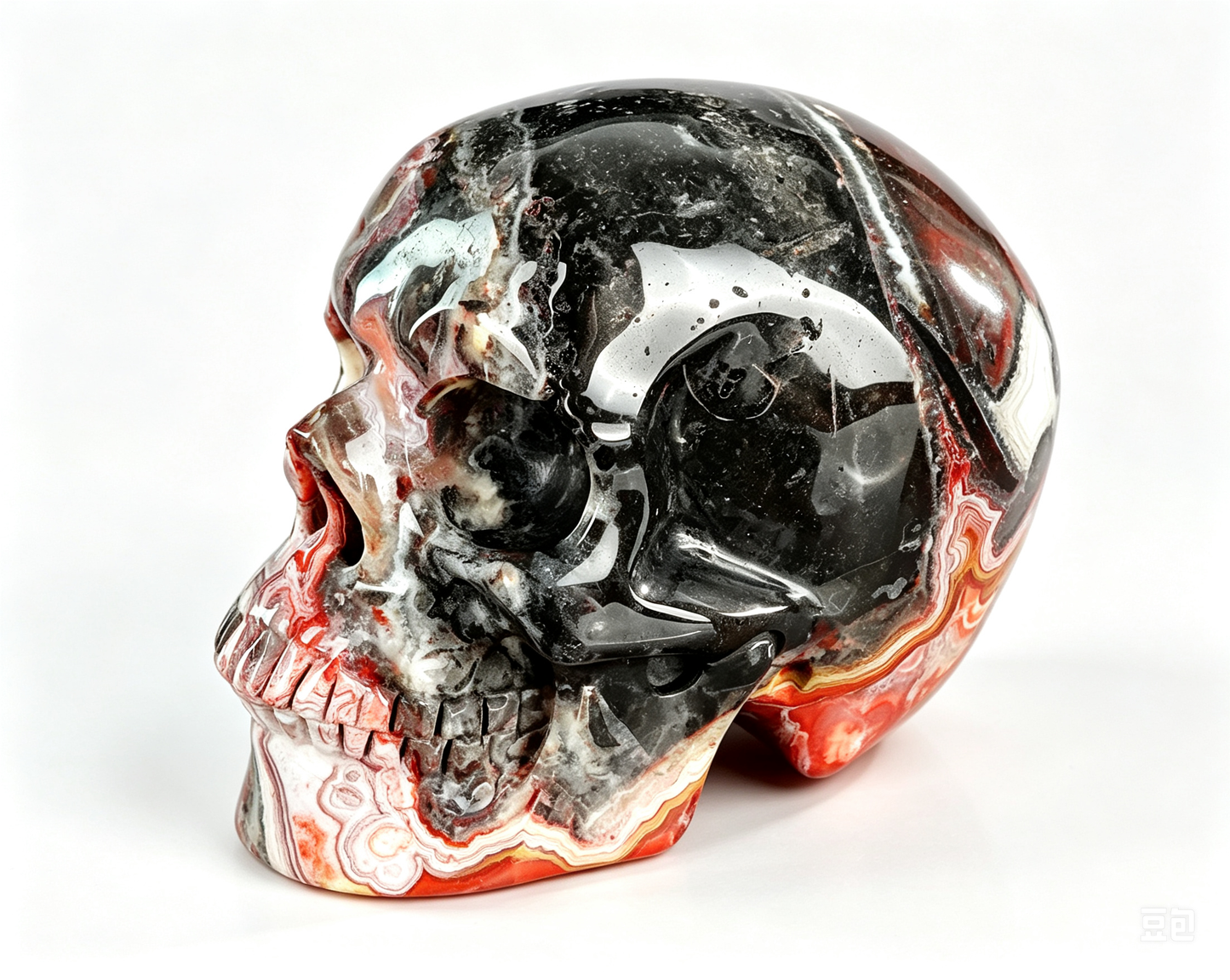 3.0"Natural Red Lace Agate Crystal Skull Spiritual Emotional Balance Ornament