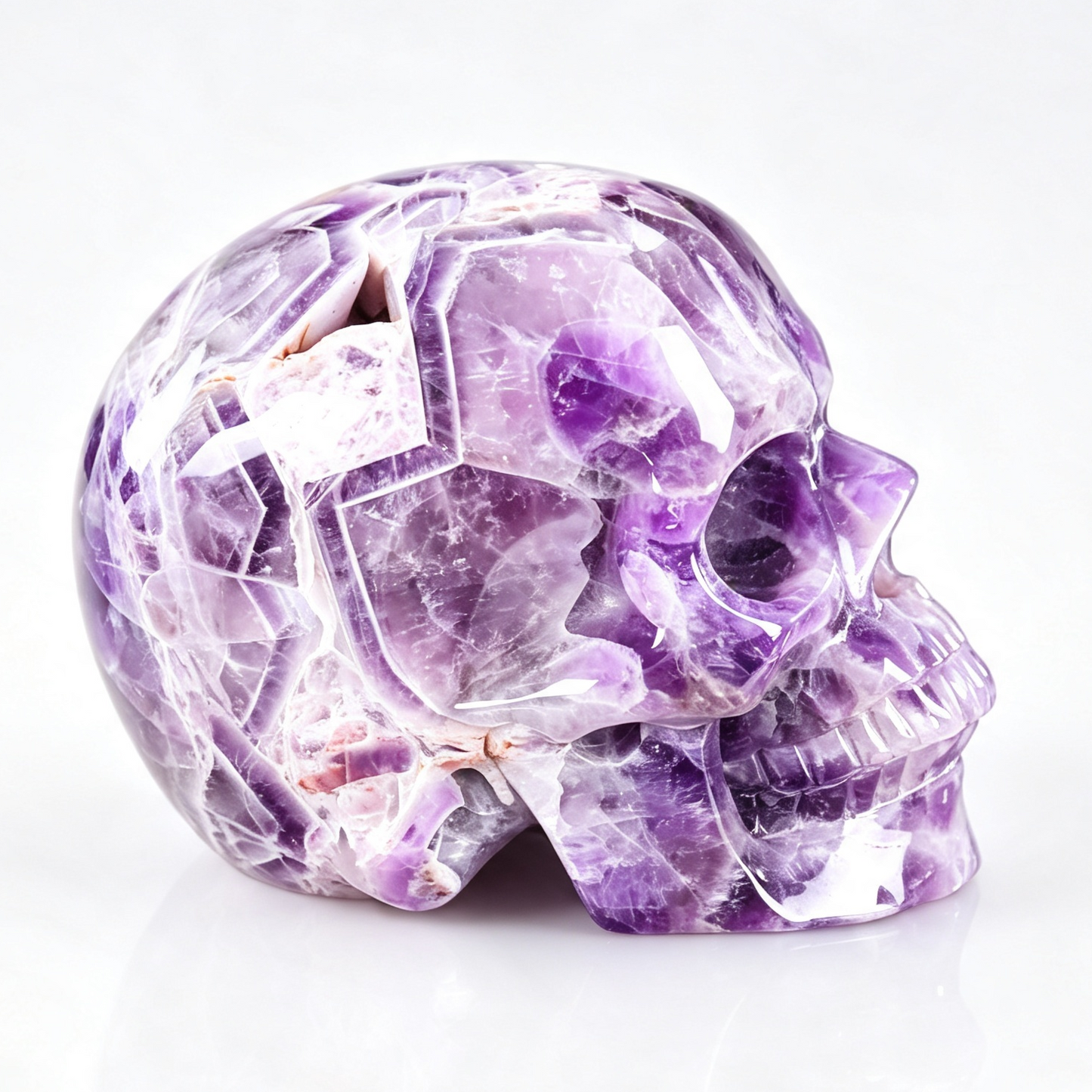 7.0"Hand Carved Natural Amethyst Crystal Skull Spiritual Calming Ornament