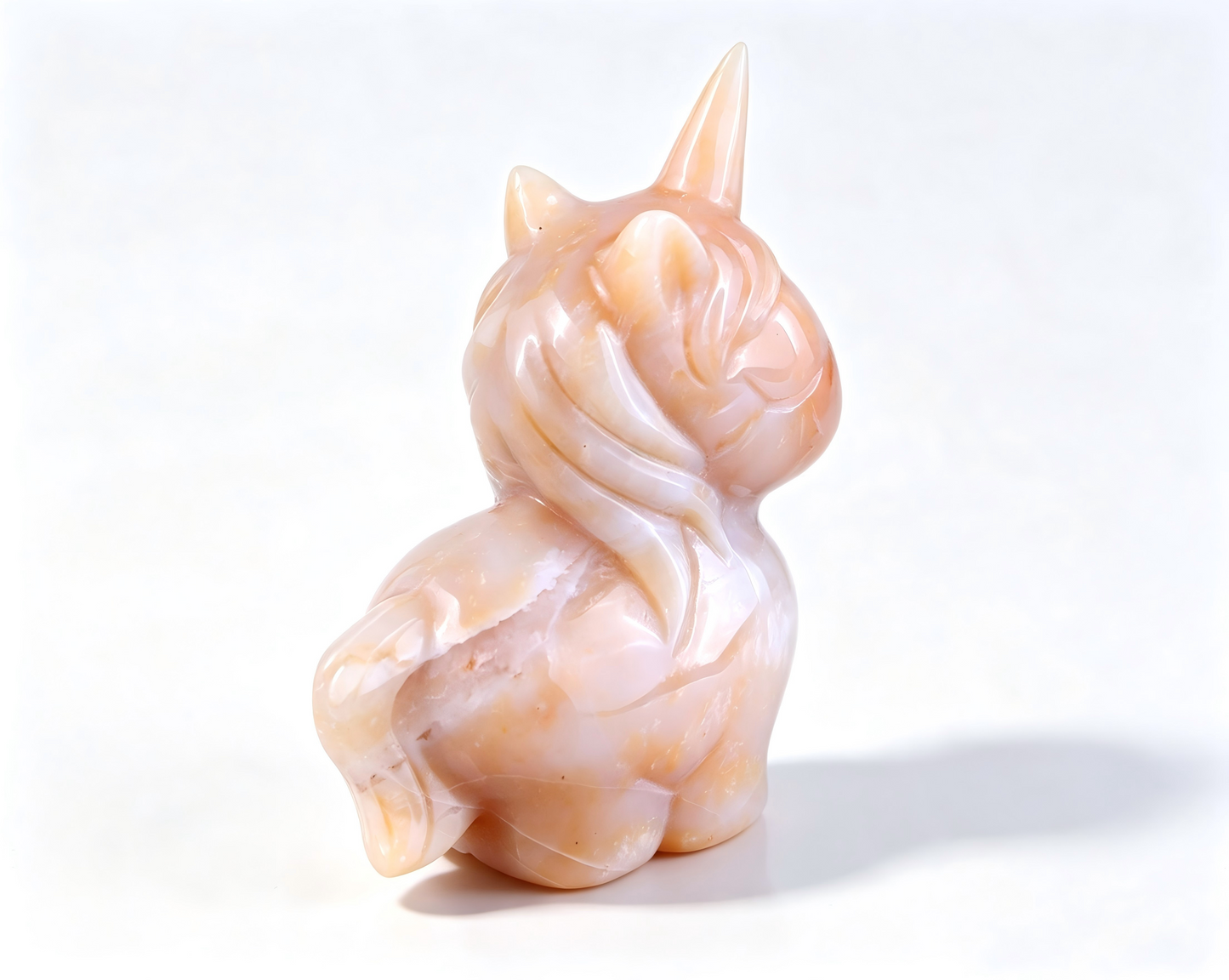 2.75"Natural Yellow Chalcedony Hand Carved Cute Unicorn Crystal Figurine Solar Energy Spiritual Home Decor