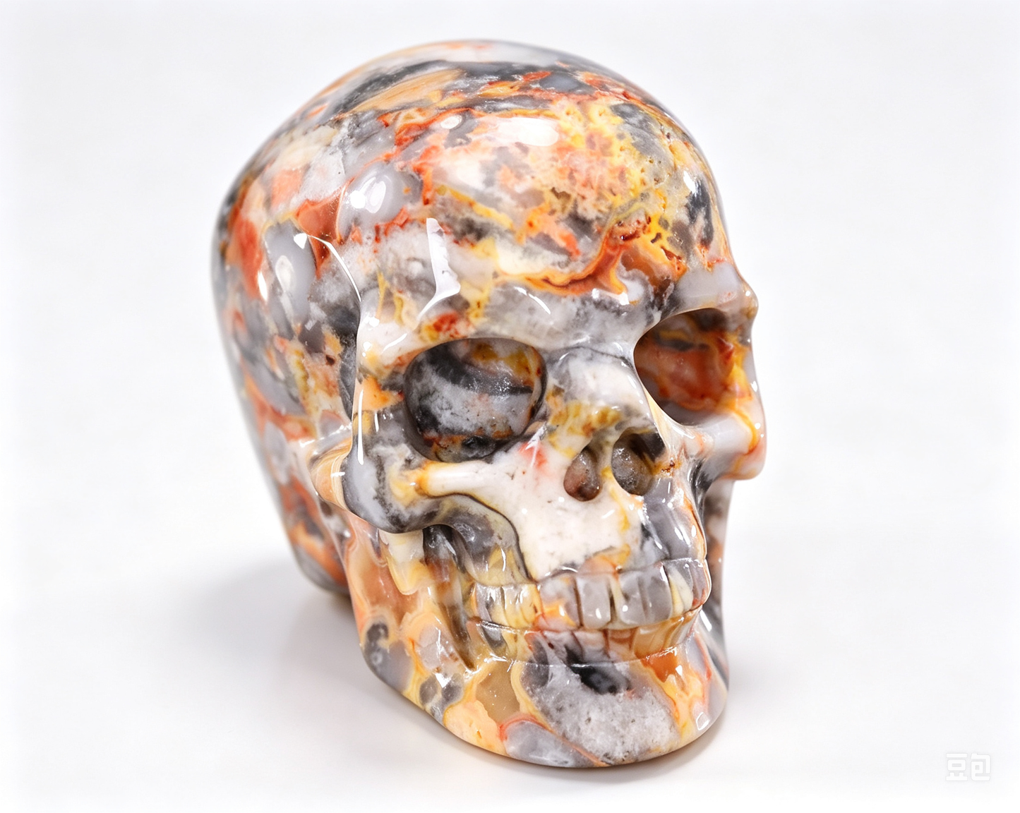 2.2"Natural Crazy Agate Crystal Skull Spiritual Joyful Ornament