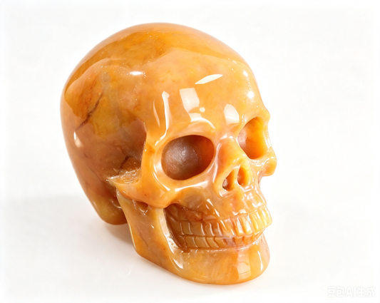 4.5"Natural Yellow Chalcedony Crystal Skull Spiritual Optimism Ornament