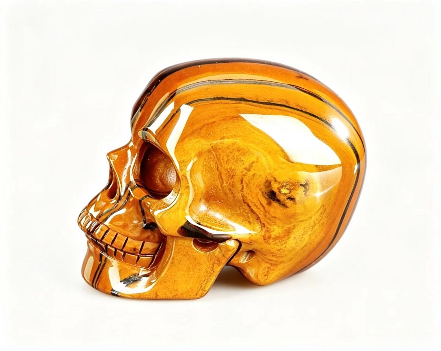 3.0" Natural Tiger's Eye Crystal Skull Courage Protection Ornament