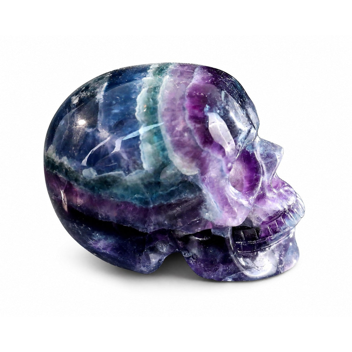 Fluorite crystal skull right side