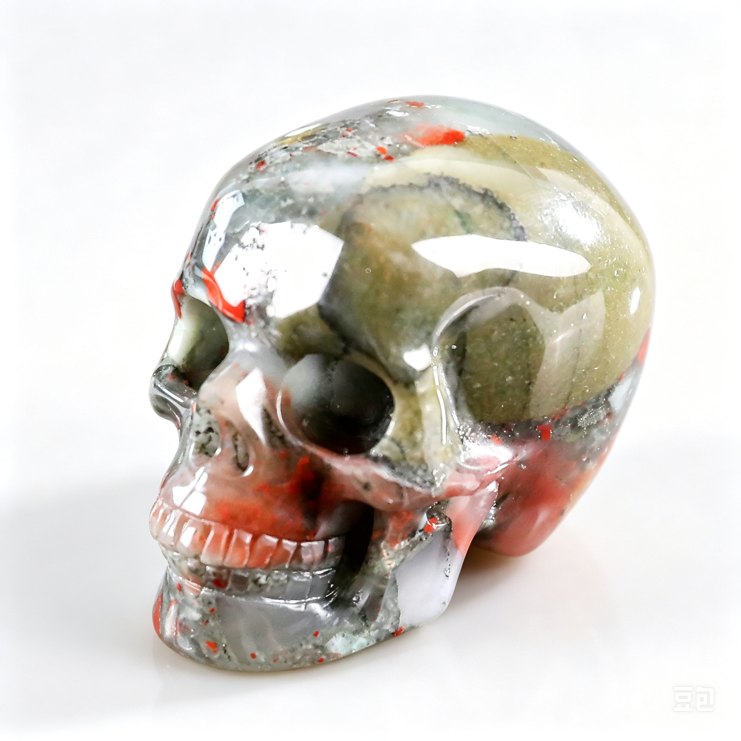 2.2"Natural African Bloodstone Crystal Skull Spiritual Calming Ornament