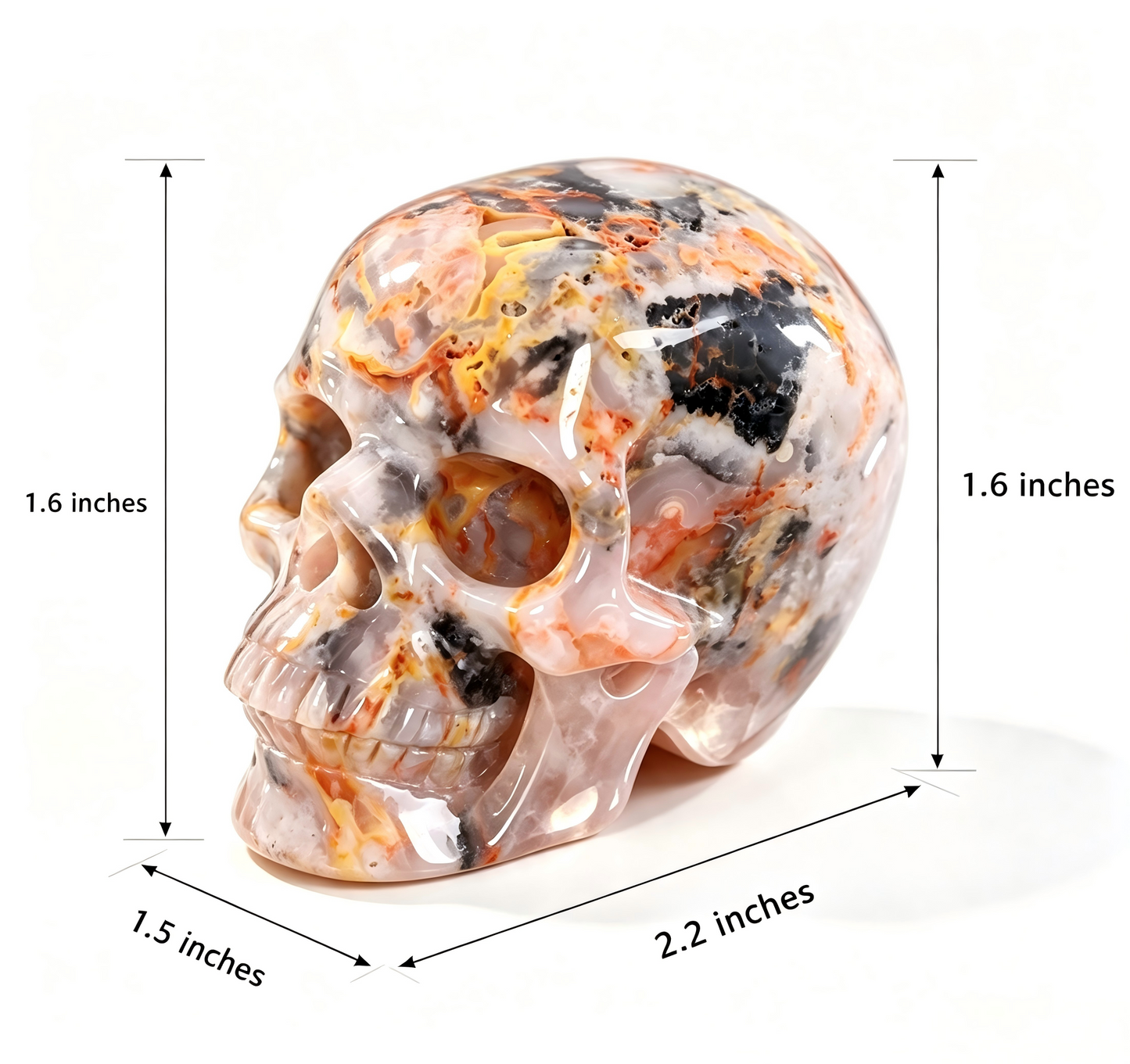 2.2"Natural Crazy Agate Crystal Skull Spiritual Joyful Ornament