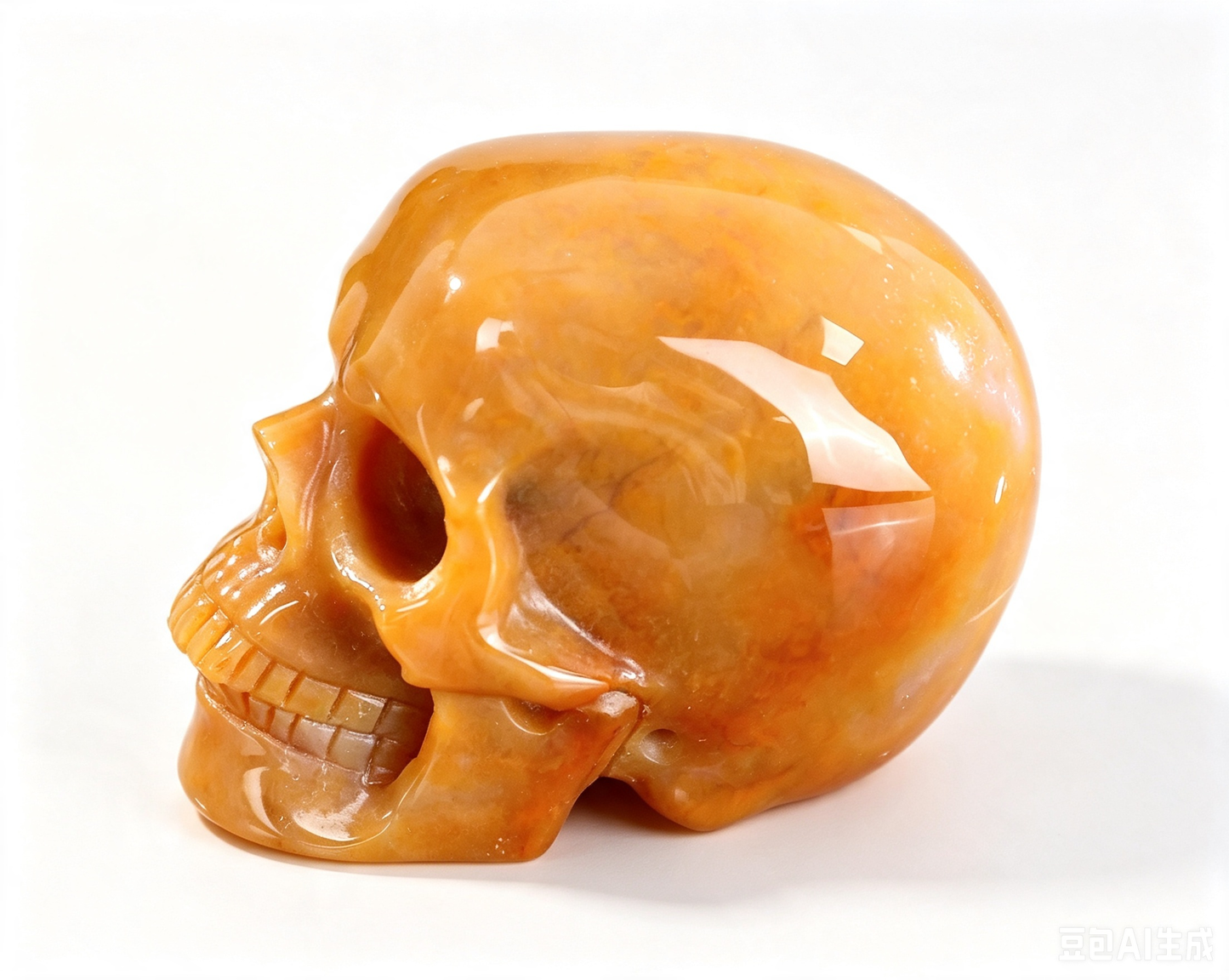 4.5"Natural Yellow Chalcedony Crystal Skull Spiritual Optimism Ornament