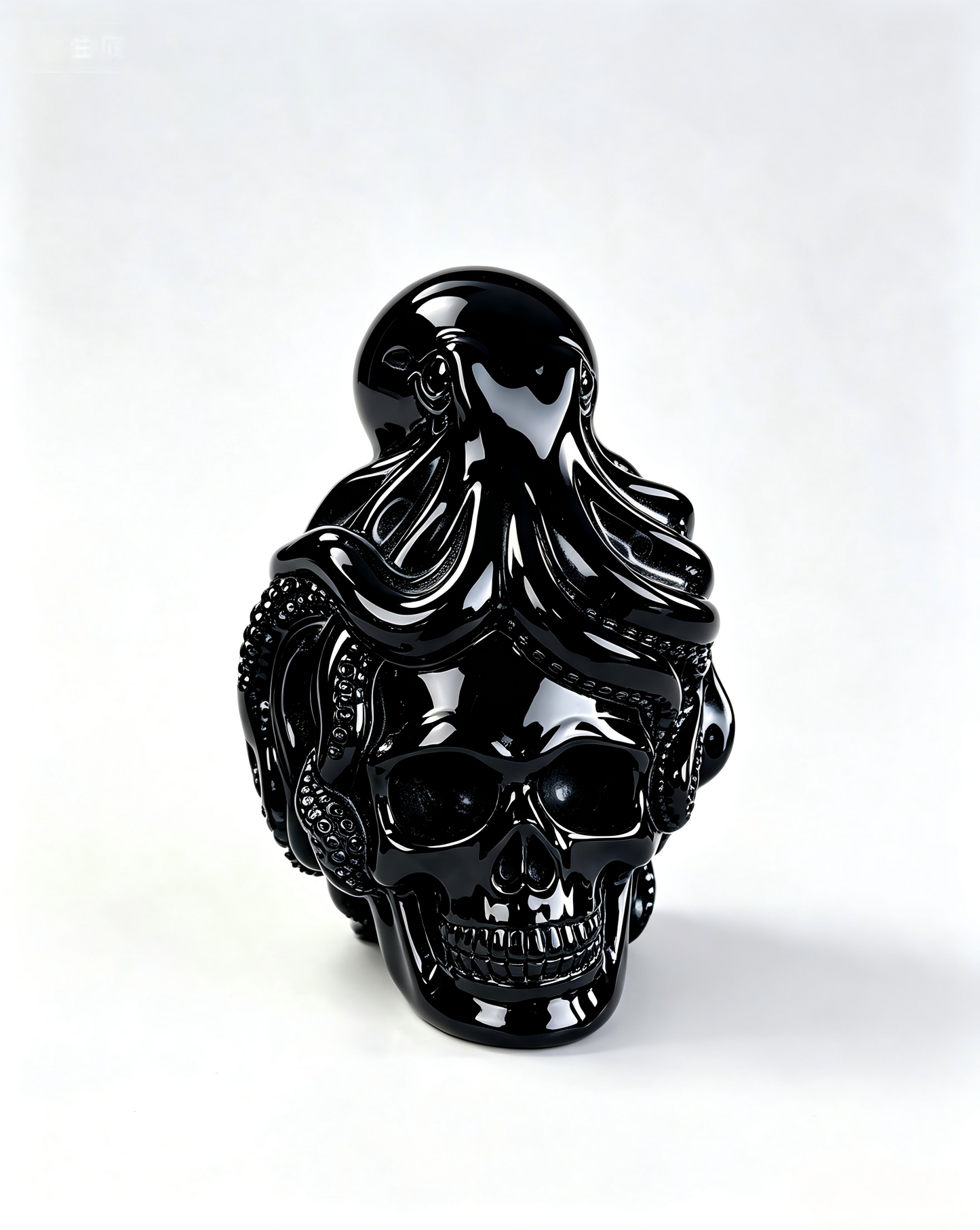 3"Natural Obsidian Octopus Skull Hand Carved Crystal Healing Stone Ornament