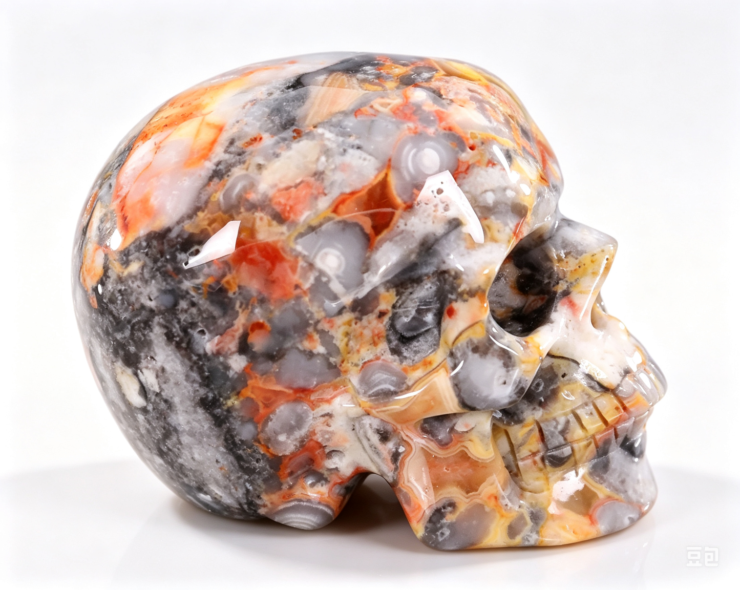 2.2"Natural Crazy Agate Crystal Skull Spiritual Joyful Ornament
