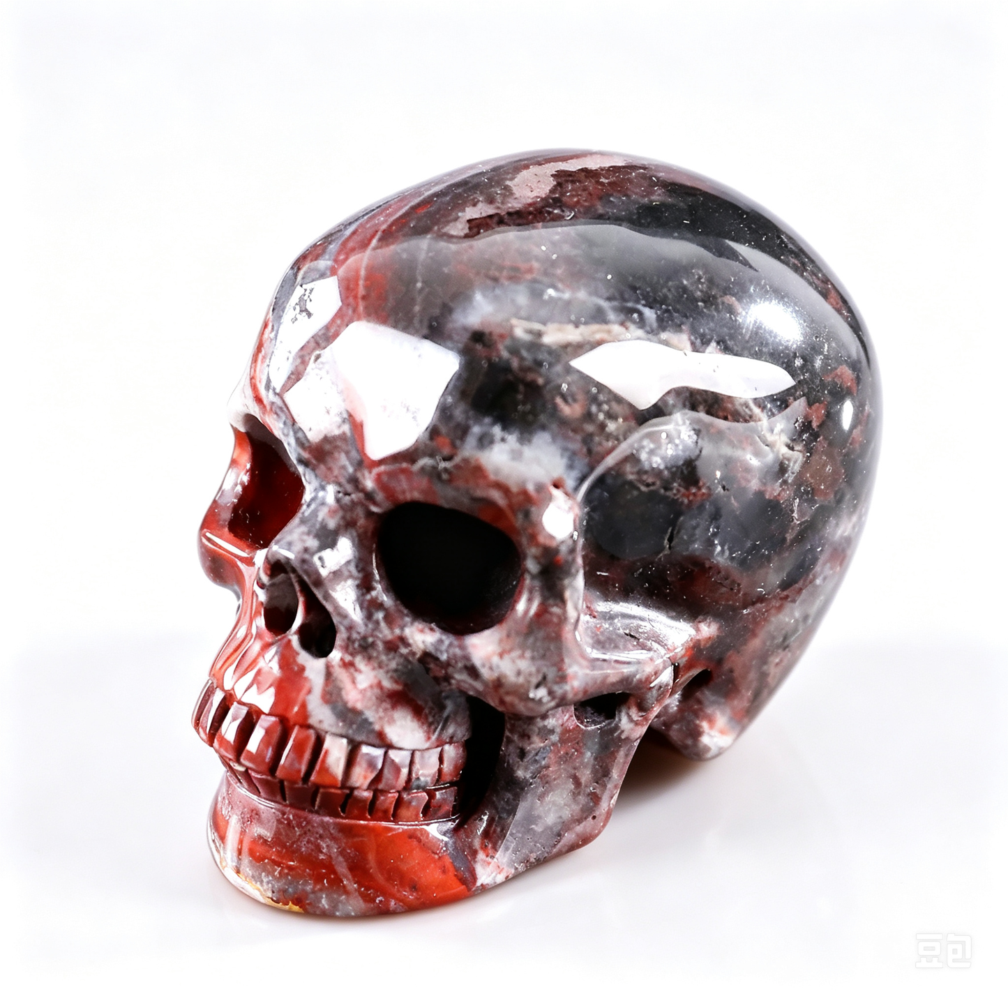 2.2"Natural Red Lace Agate Crystal Skull Spiritual Emotional Balance Ornament