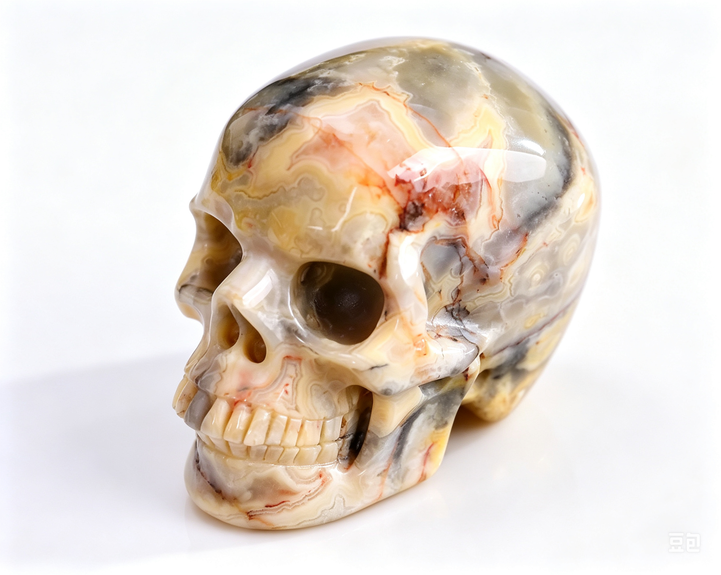 3.0"Natural Crazy Agate Crystal Skull Spiritual Joyful Ornament