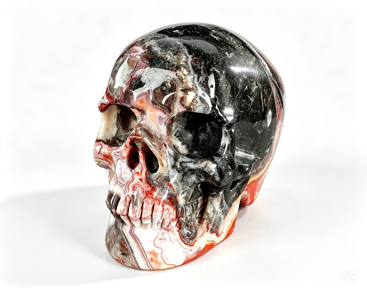 3.0"Natural Red Lace Agate Crystal Skull Spiritual Emotional Balance Ornament