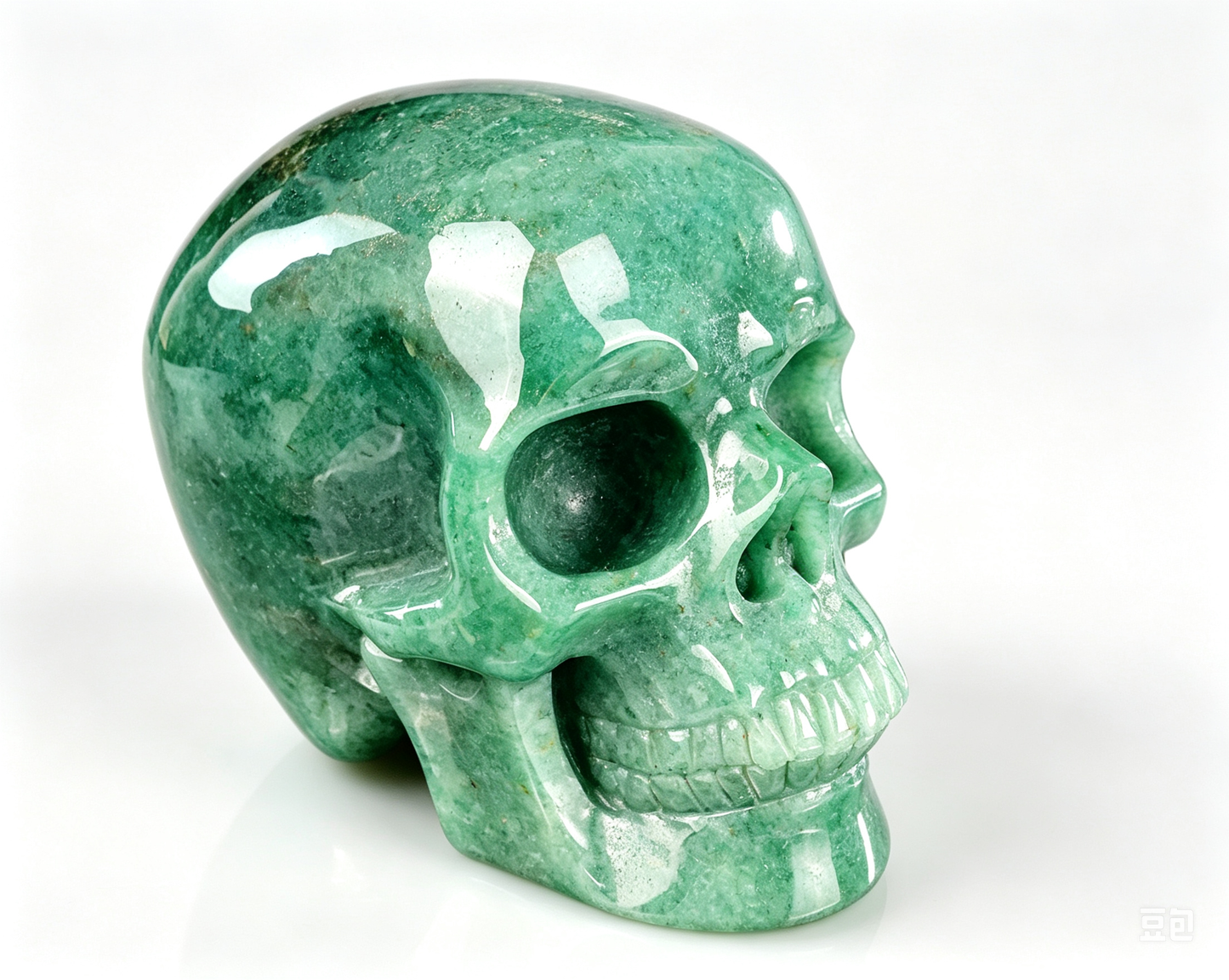 3.0"Natural Green Aventurine Crystal Skull Spiritual Prosperity Ornament